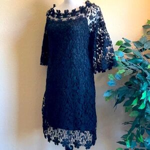 NWOT - Auxo - Beautiful Off-Shoulder Black Lace Bodycon Dress, Large